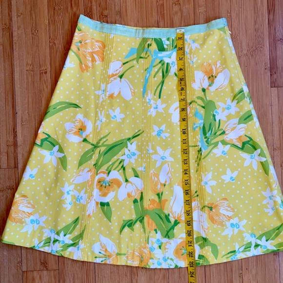 Elevenses Anthropologie Flared Sz 4 Yellow Multicolor Floral Mini Pleated Skirt - Picture 9 of 12